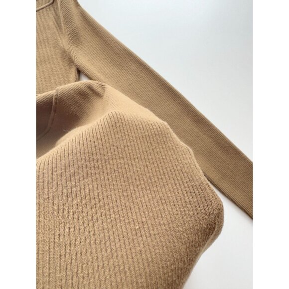 Aritzia WILFRED FREE Olive Cut-Out Rib Knit Long Sleeve Bodycon Dress, Size S - Picture 8 of 16